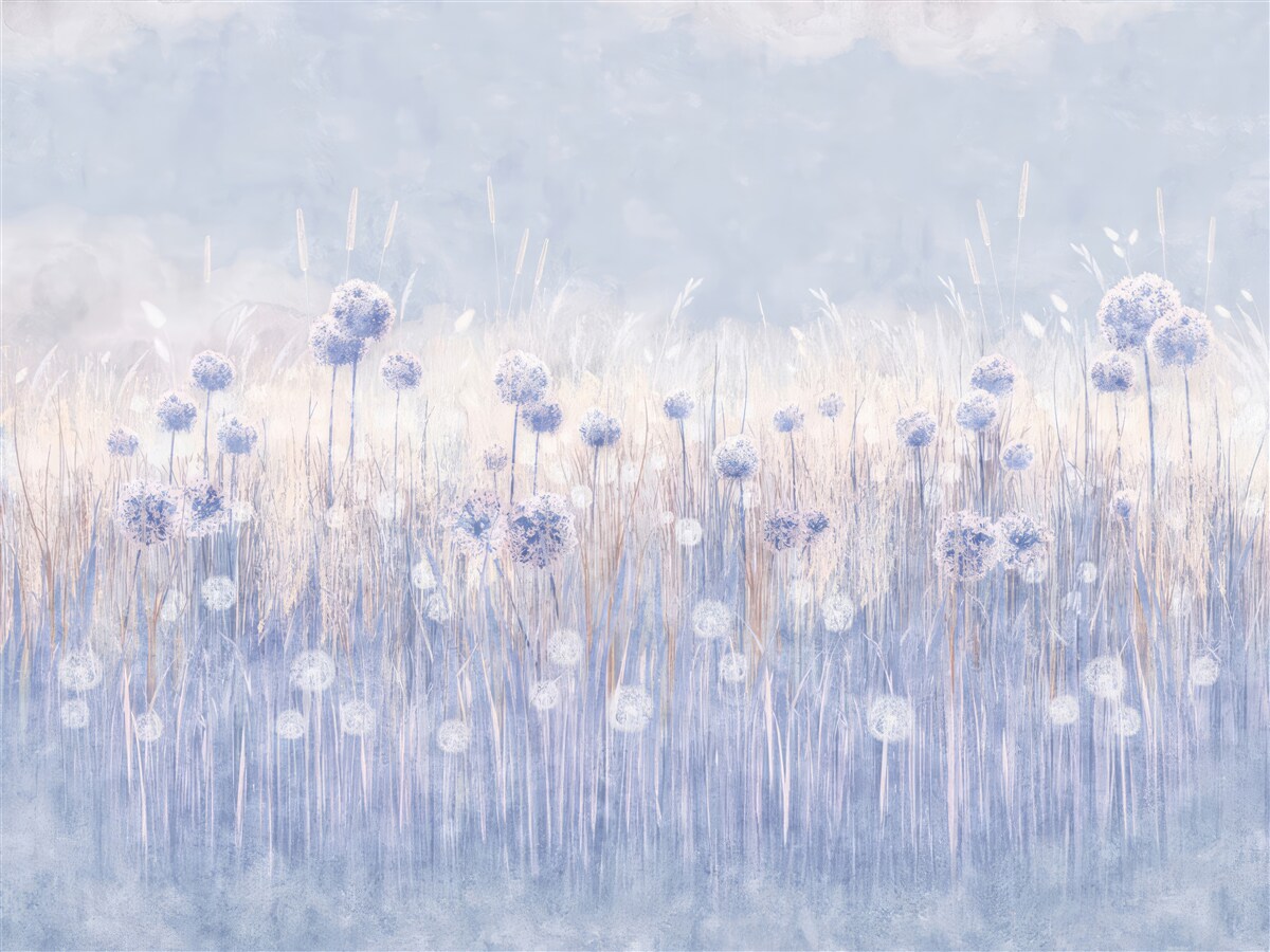 Fotobehang lilakleurige planten op een lichte achtergrond