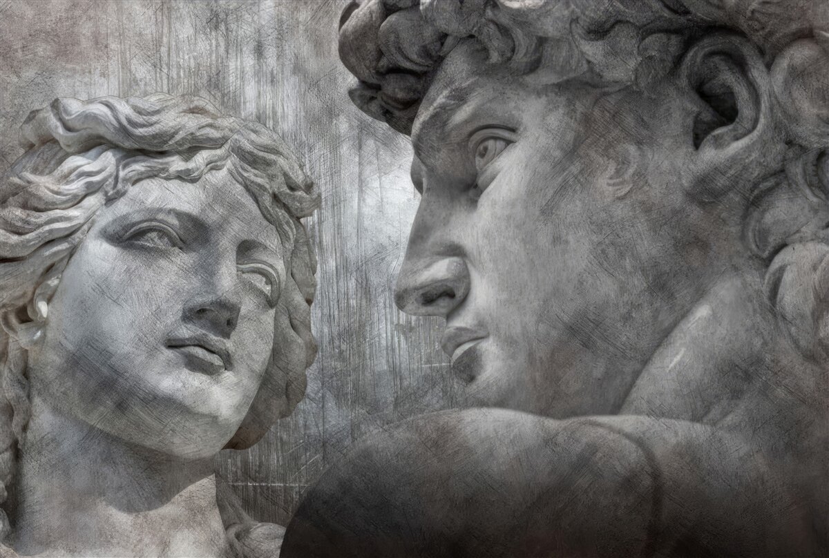 Fotobehang twee geschilderde jonge mannen