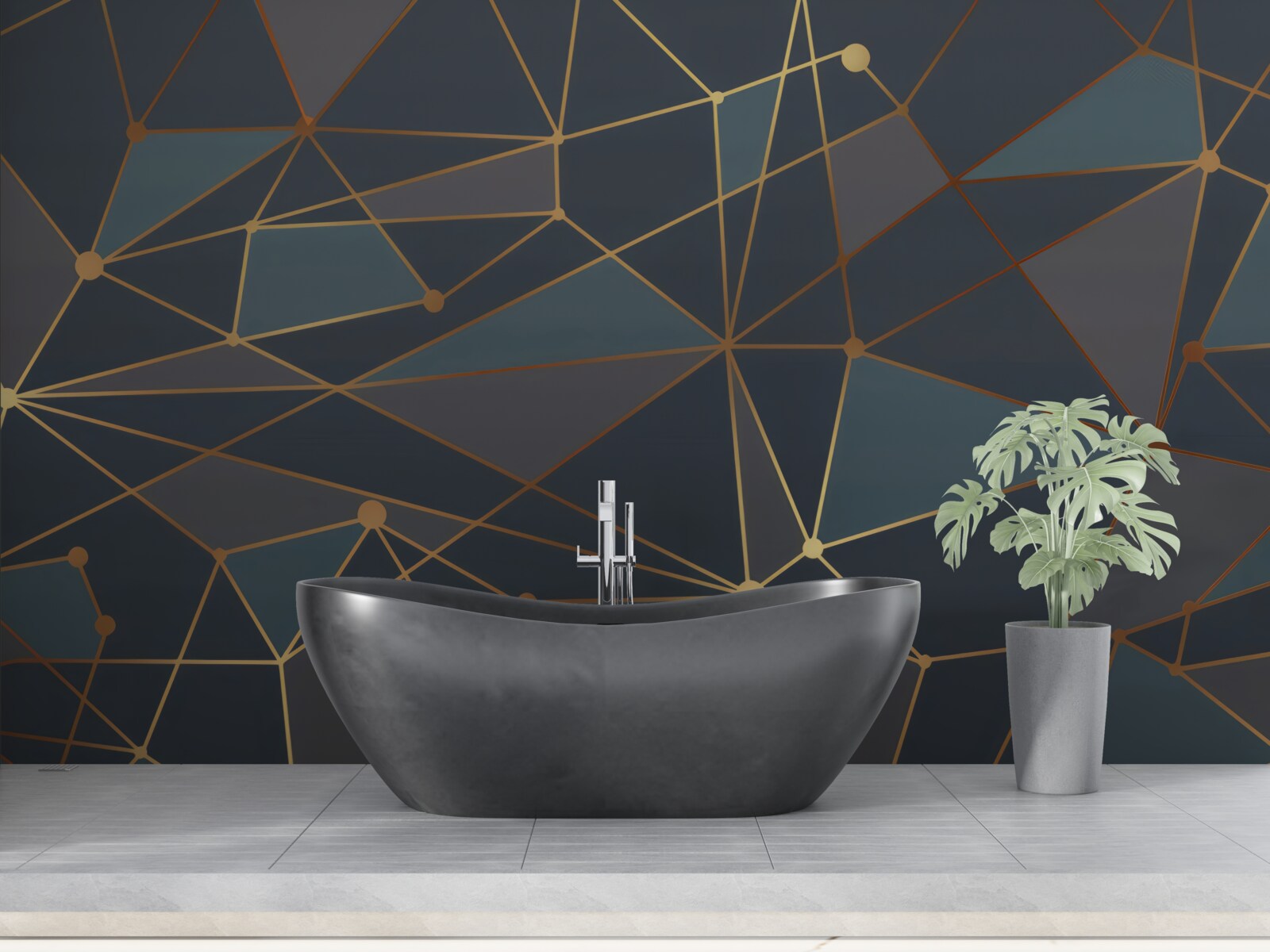 Fotobehang achtergrond met geometrische vormen in donkere tinten