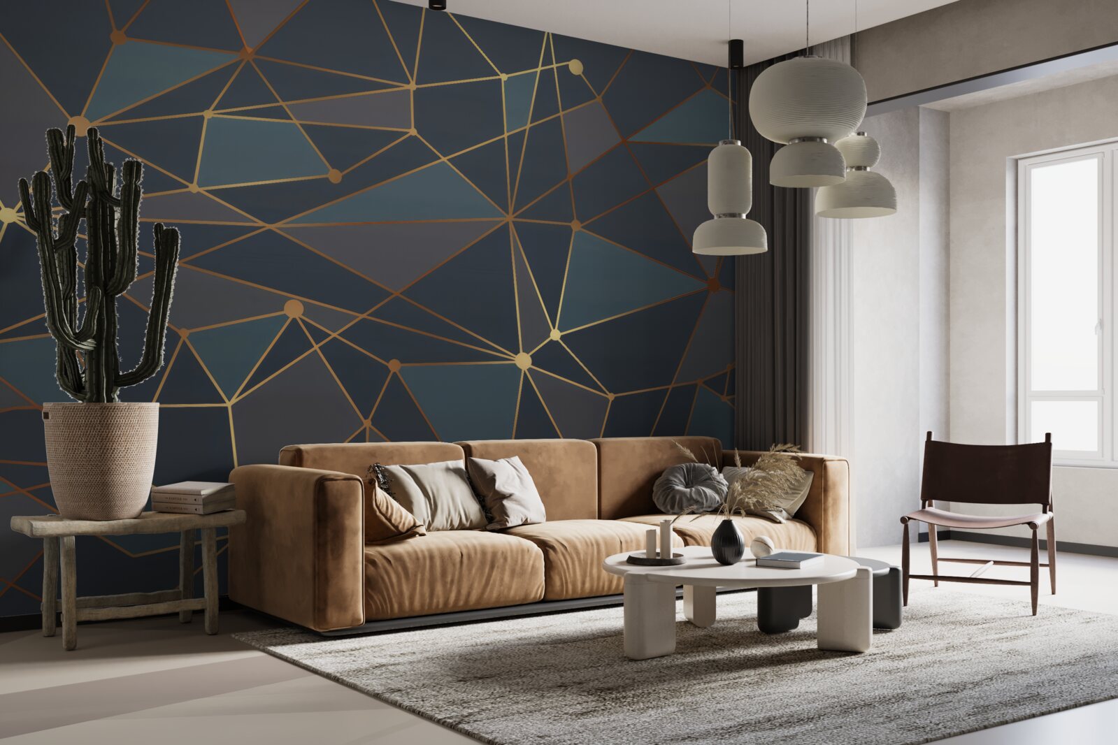 Fotobehang achtergrond met geometrische vormen in donkere tinten