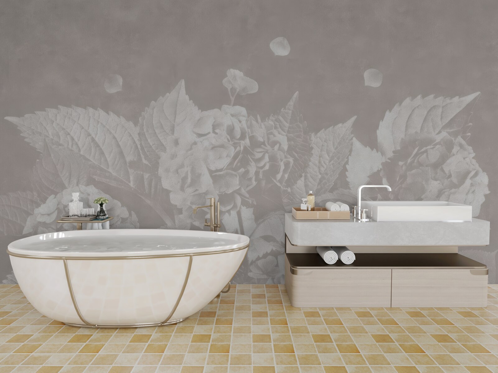 Fotobehang magnolia's moeilijk te zien