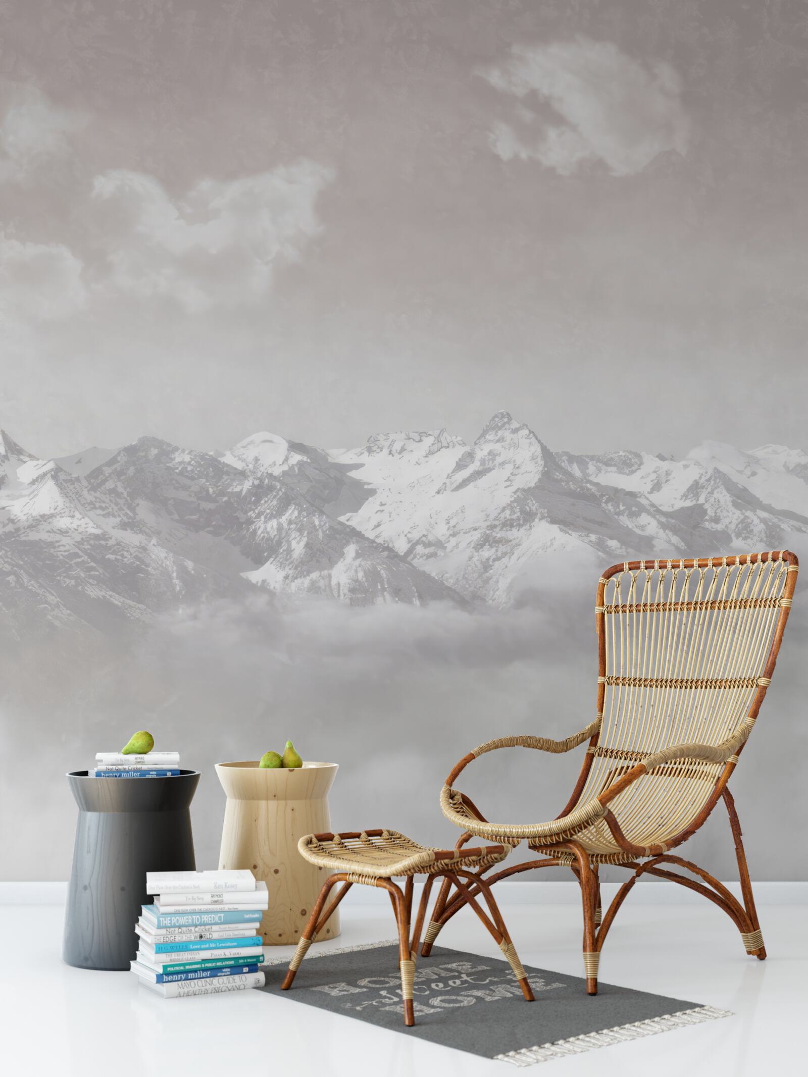 Fotobehang mistige bergen