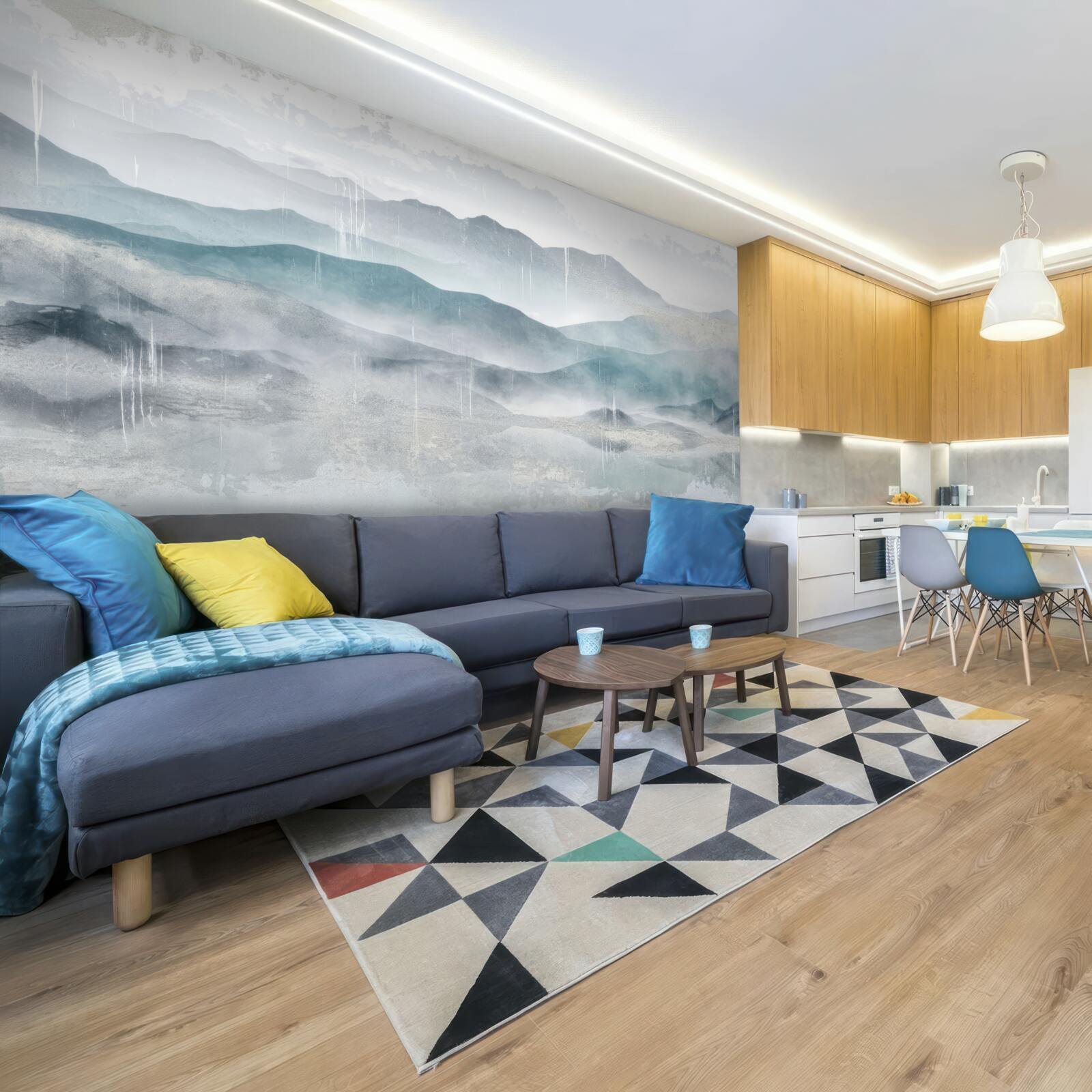 Fotobehang vage contouren van de bergen