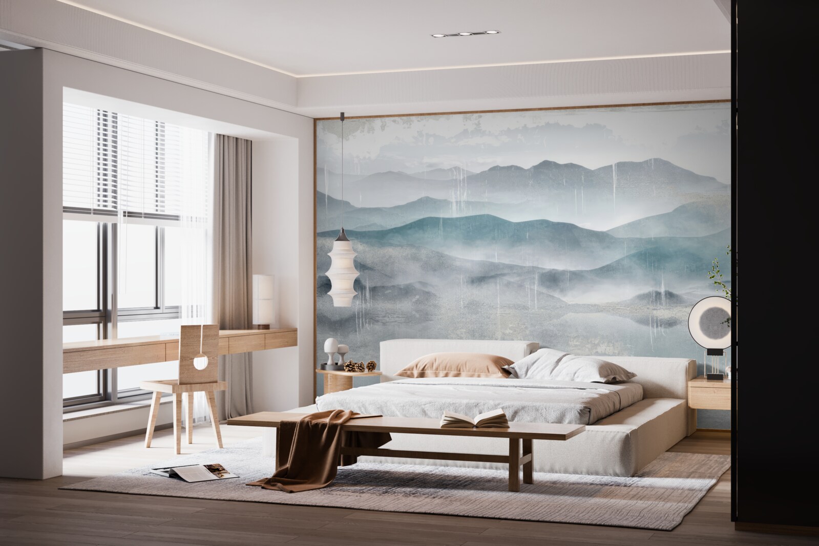 Fotobehang vage contouren van de bergen