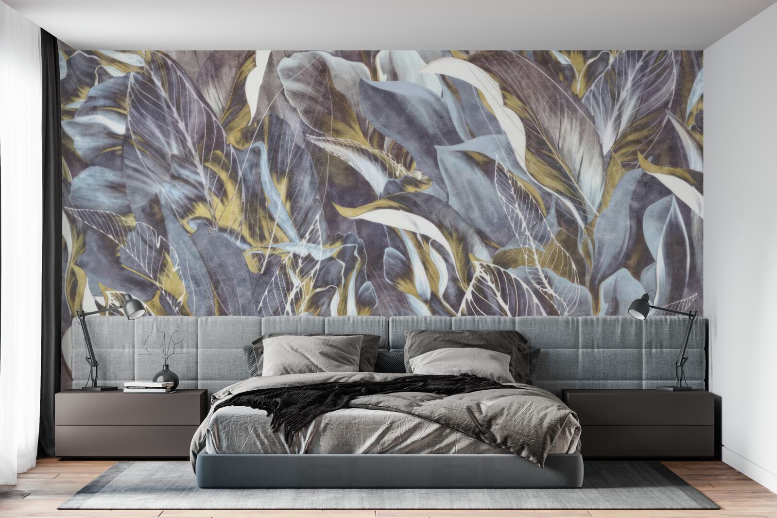 Fotobehang dicht gordijn van bladeren