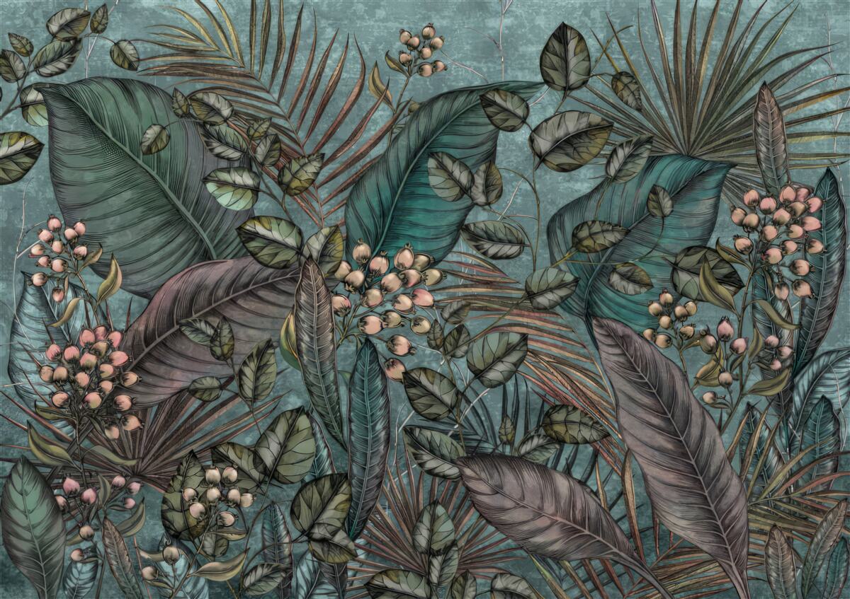 Fotobehang achtergrond van donkere bladeren