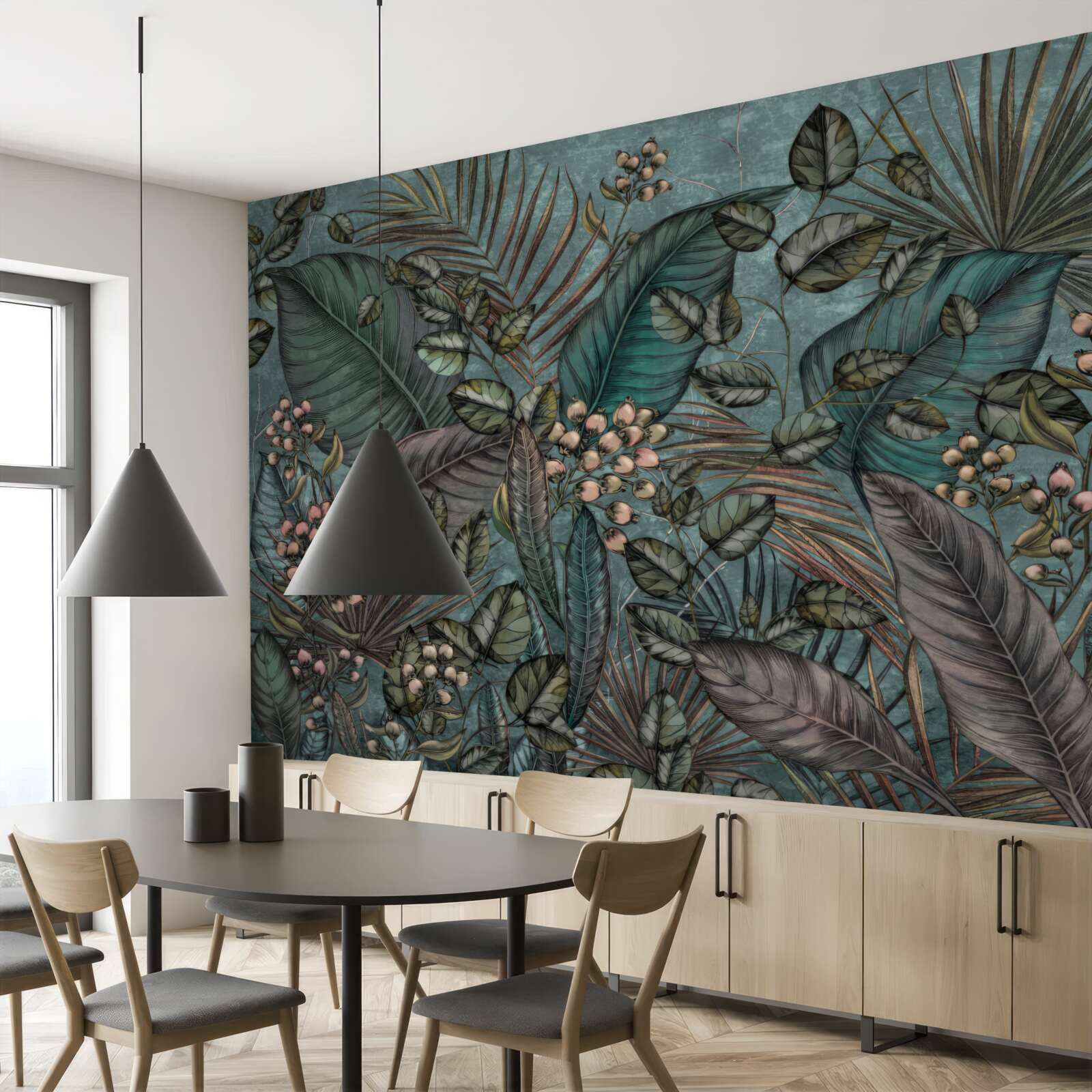 Fotobehang achtergrond van donkere bladeren