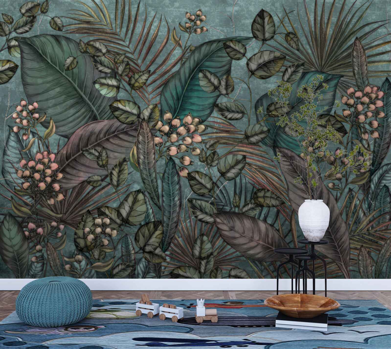 Fotobehang achtergrond van donkere bladeren