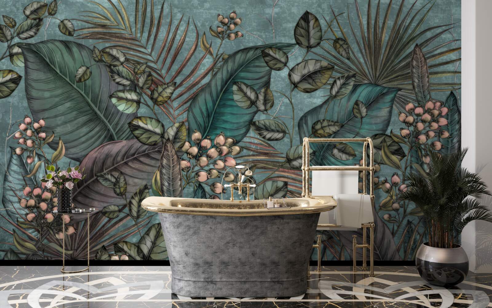 Fotobehang achtergrond van donkere bladeren