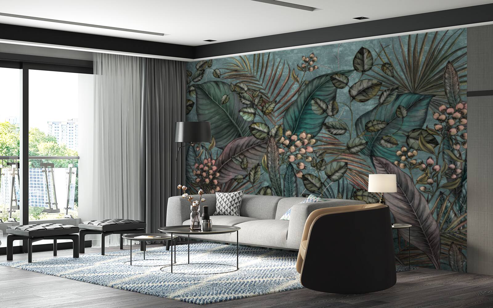 Fotobehang achtergrond van donkere bladeren