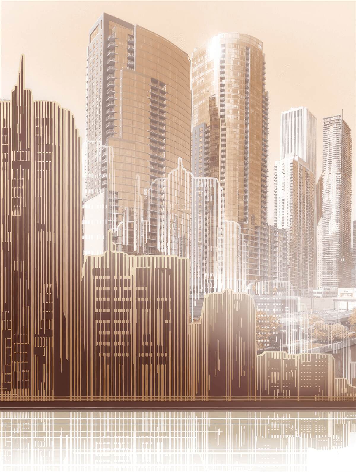 Fotobehang schetsen van gebouwen met meerdere verdiepingen