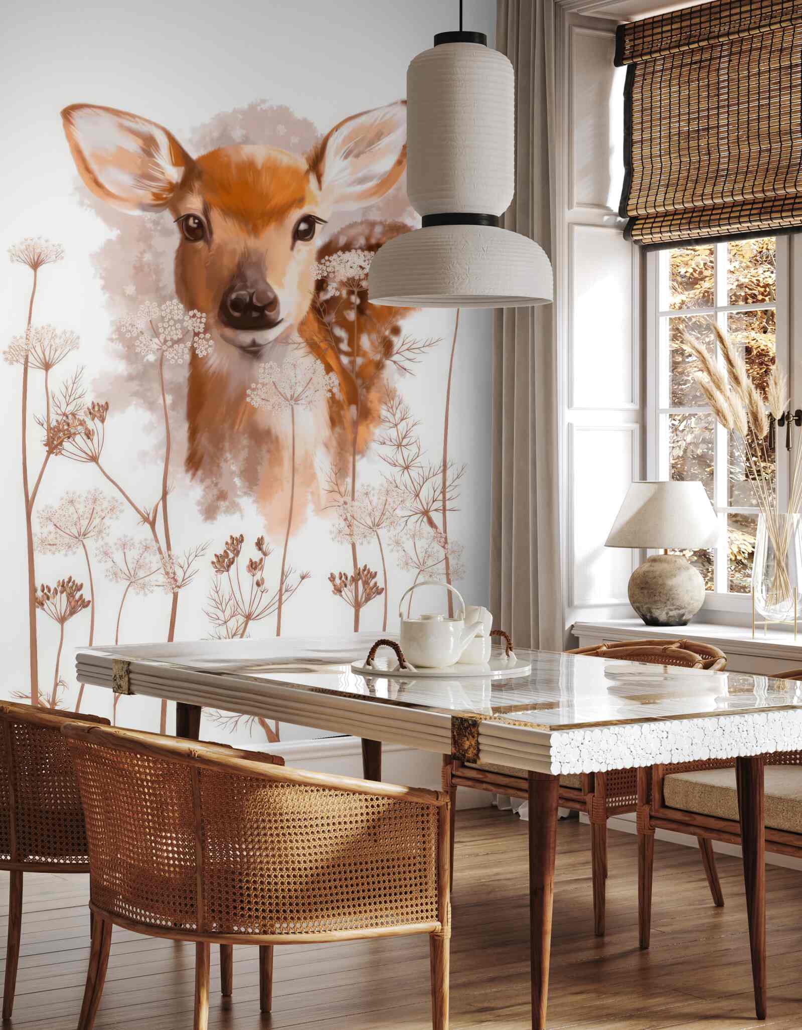 Fotobehang op de foto van een hert