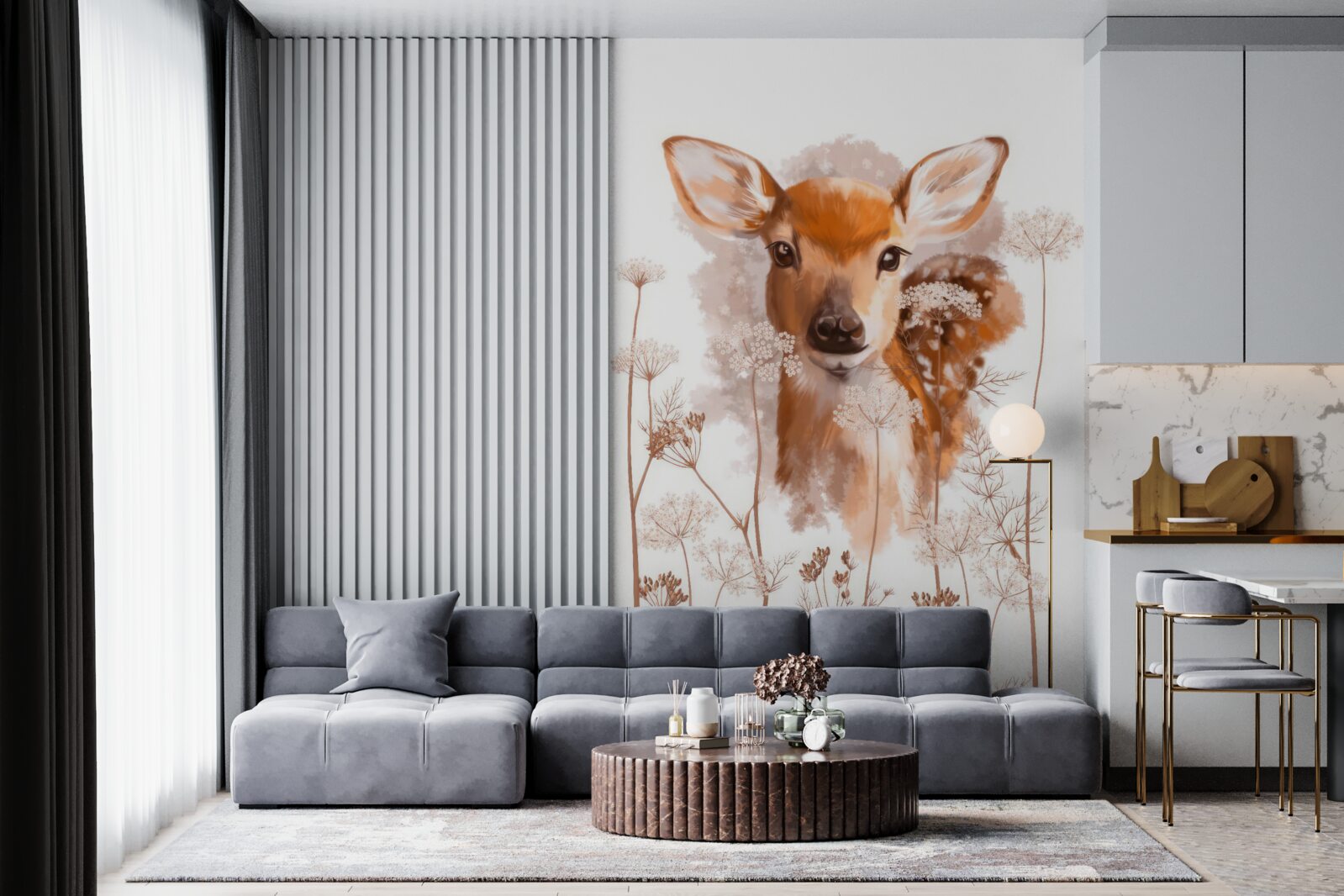 Fotobehang op de foto van een hert