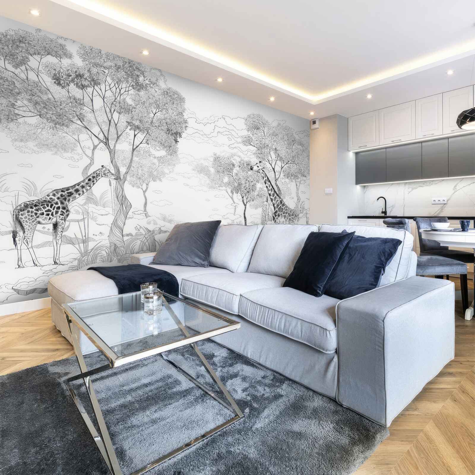 Fotobehang twee giraffen staan bij bomen