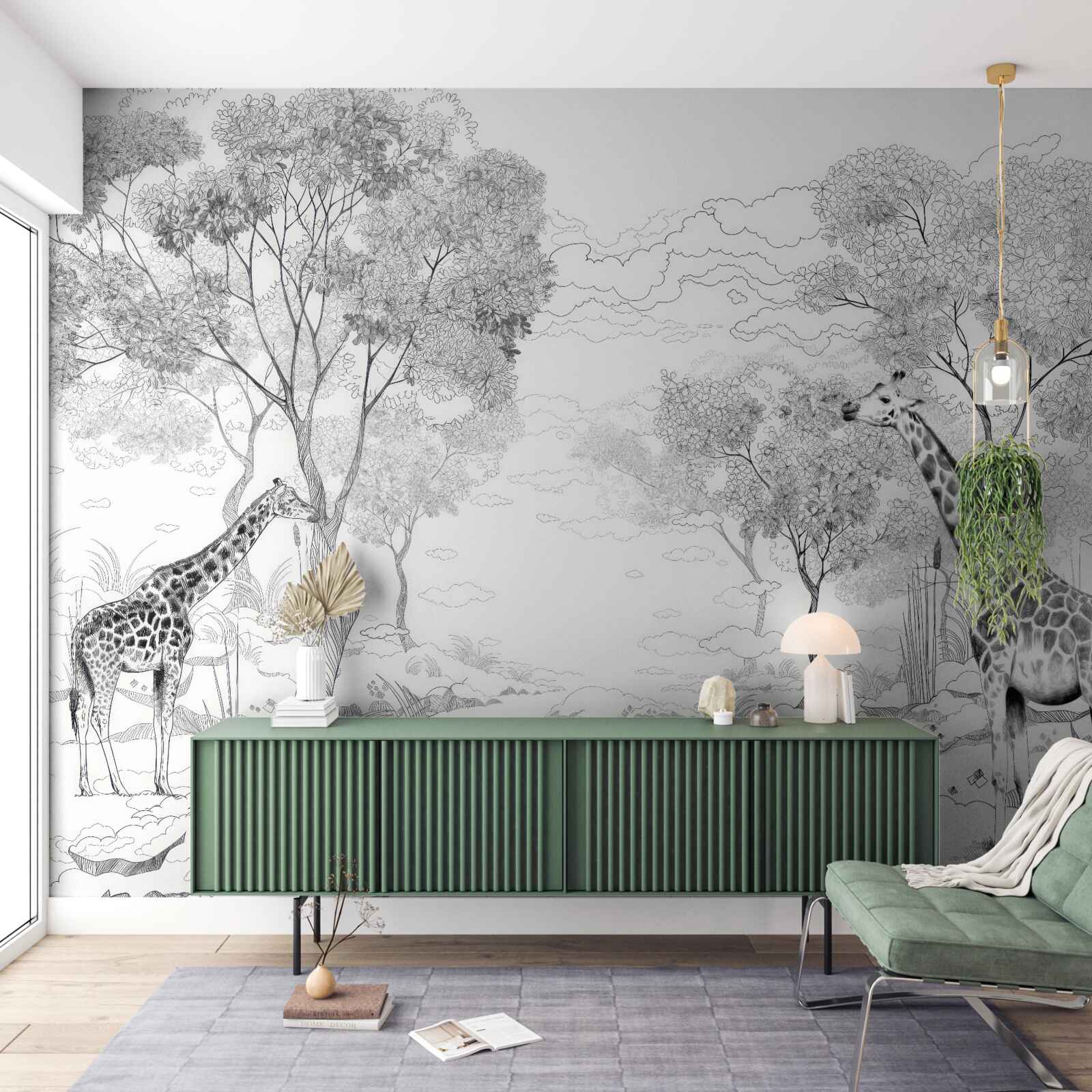 Fotobehang twee giraffen staan bij bomen