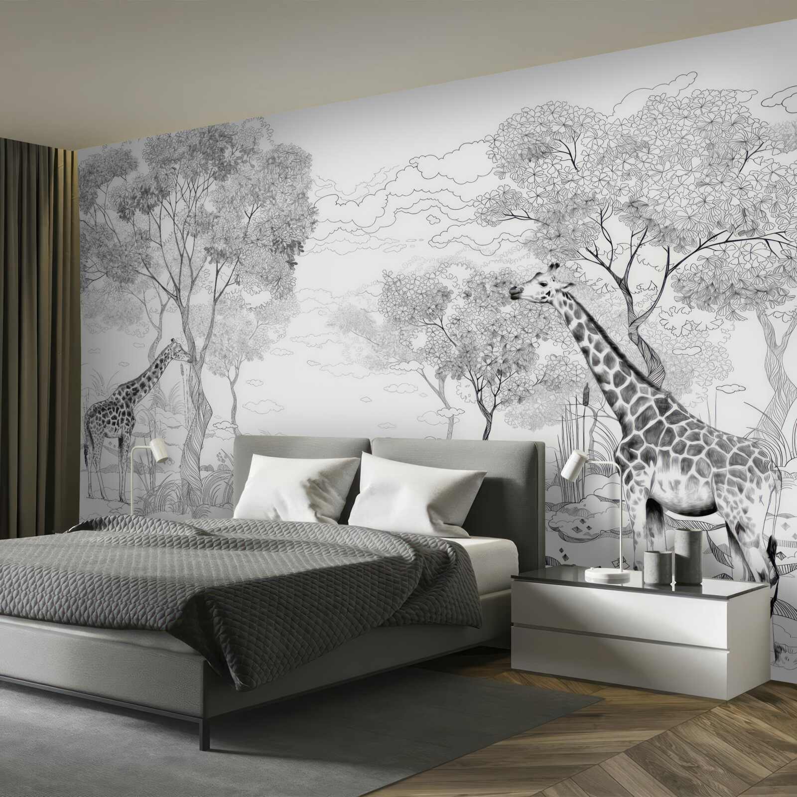 Fotobehang twee giraffen staan bij bomen