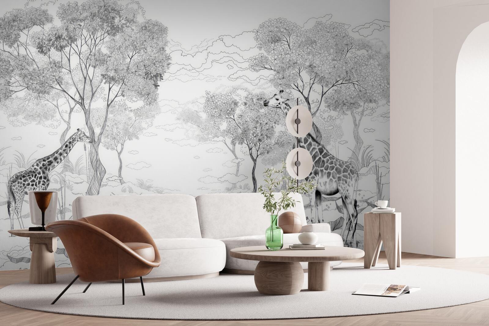 Fotobehang twee giraffen staan bij bomen