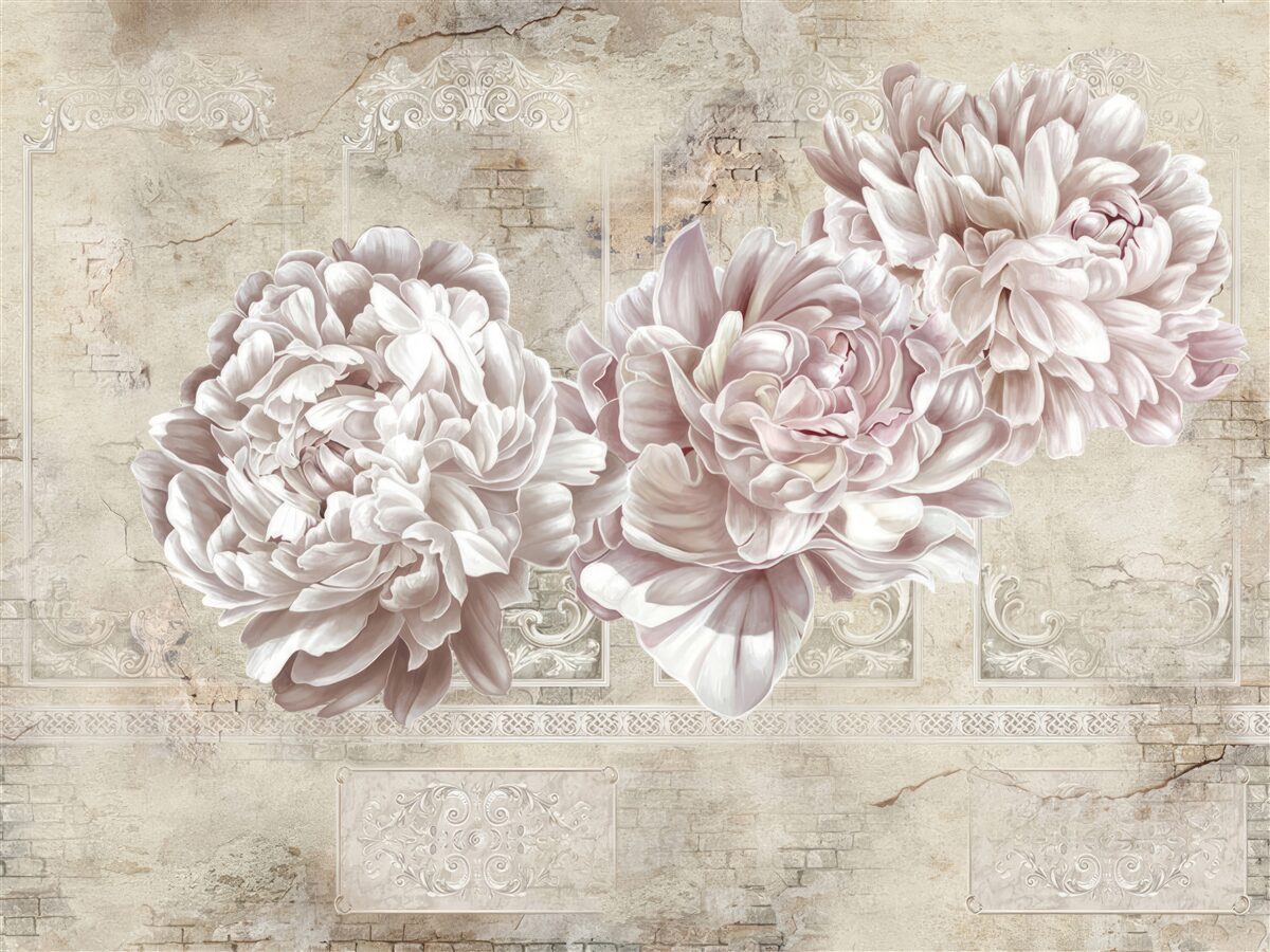 Fotobehang grote heldere pioenrozen