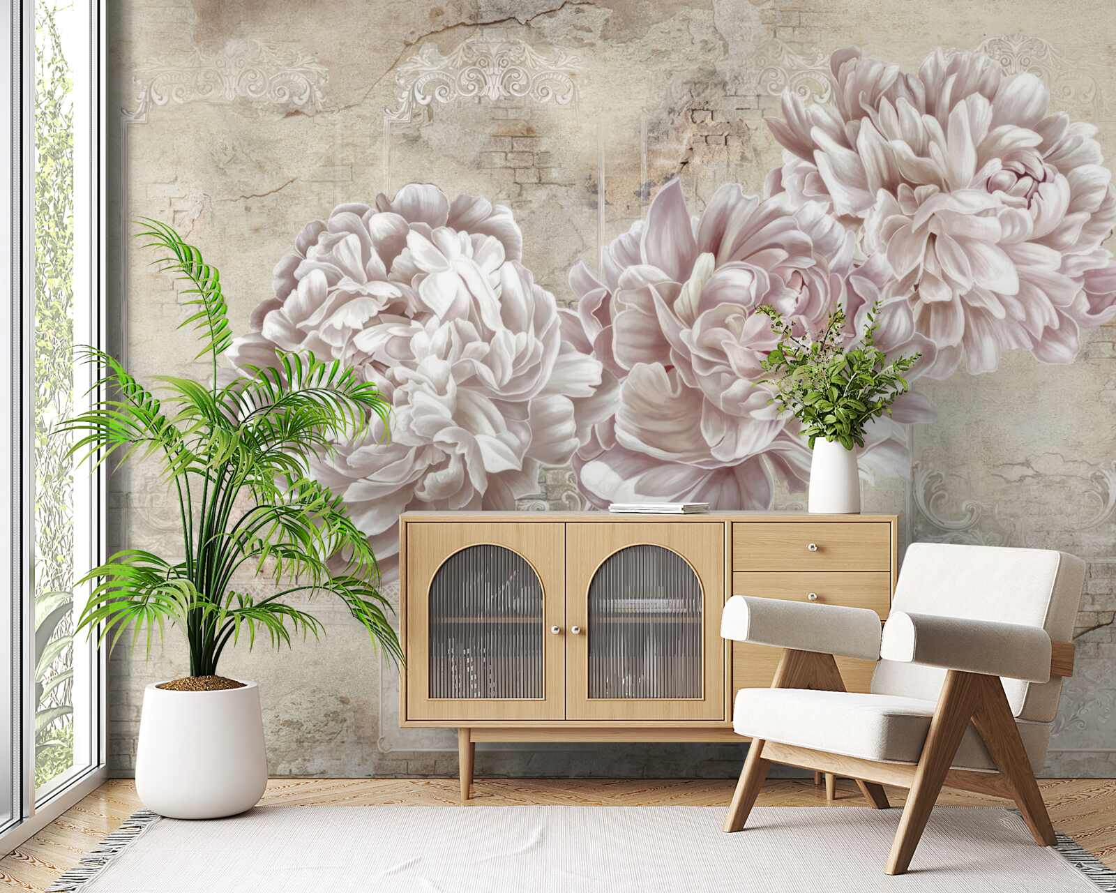 Fotobehang grote heldere pioenrozen