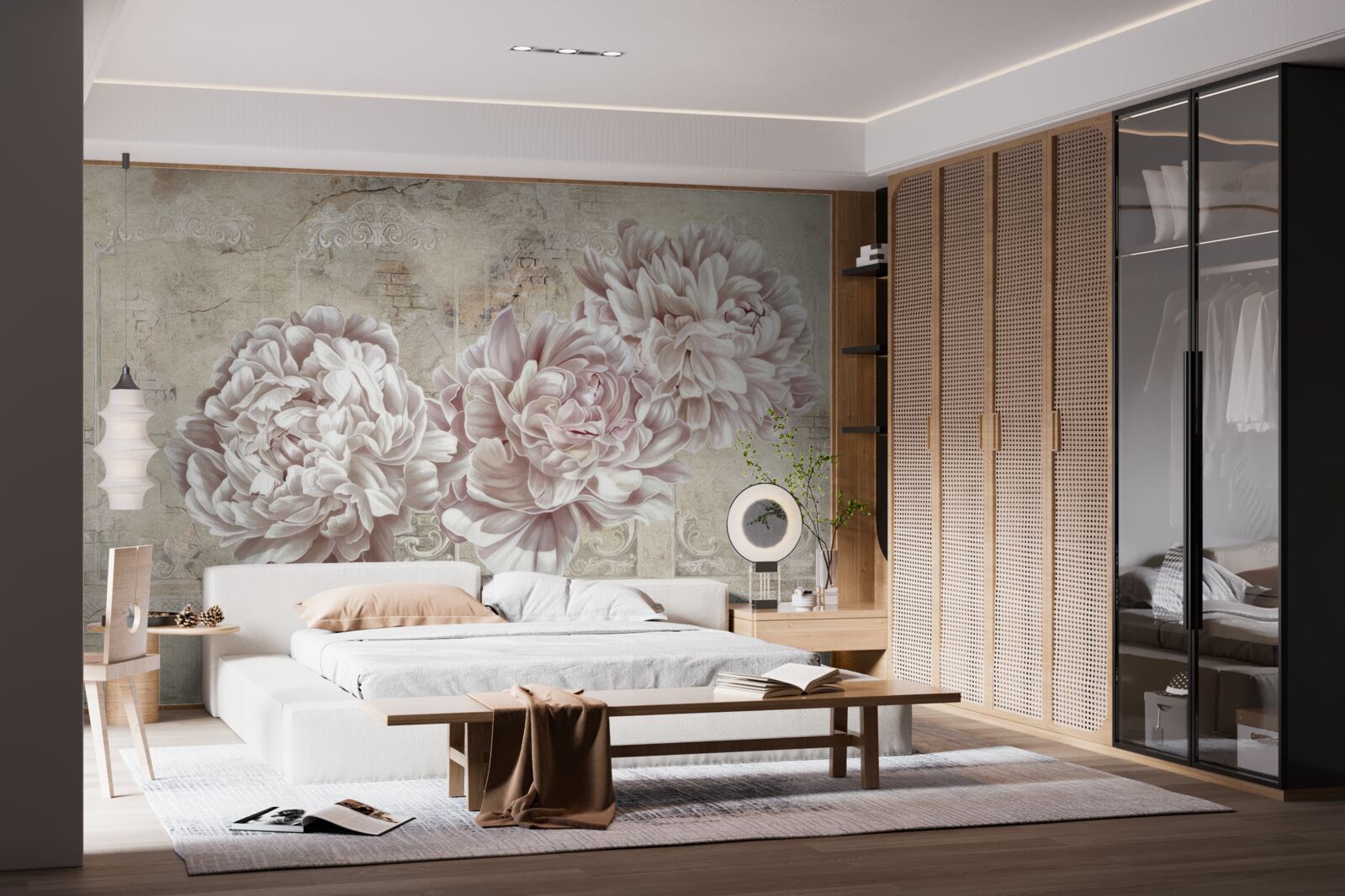 Fotobehang grote heldere pioenrozen