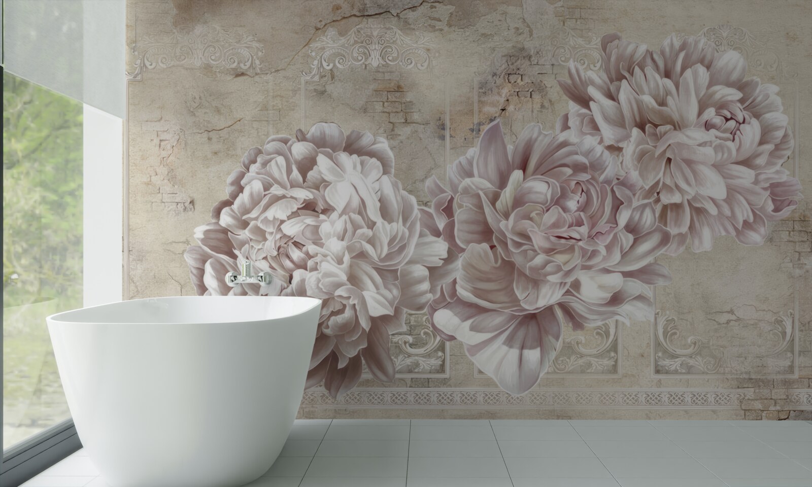 Fotobehang grote heldere pioenrozen