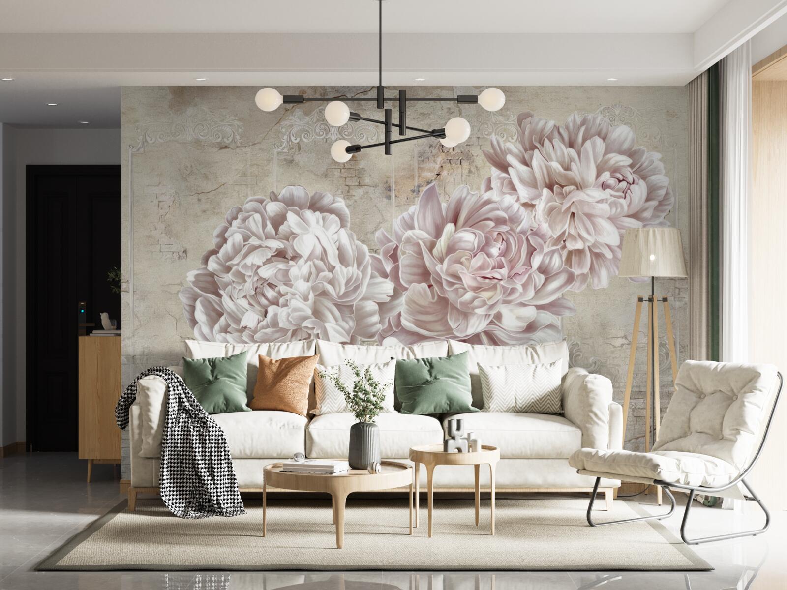 Fotobehang grote heldere pioenrozen