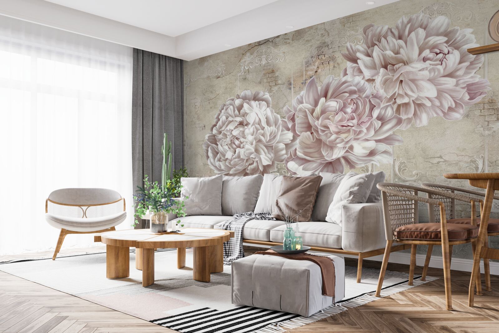 Fotobehang grote heldere pioenrozen