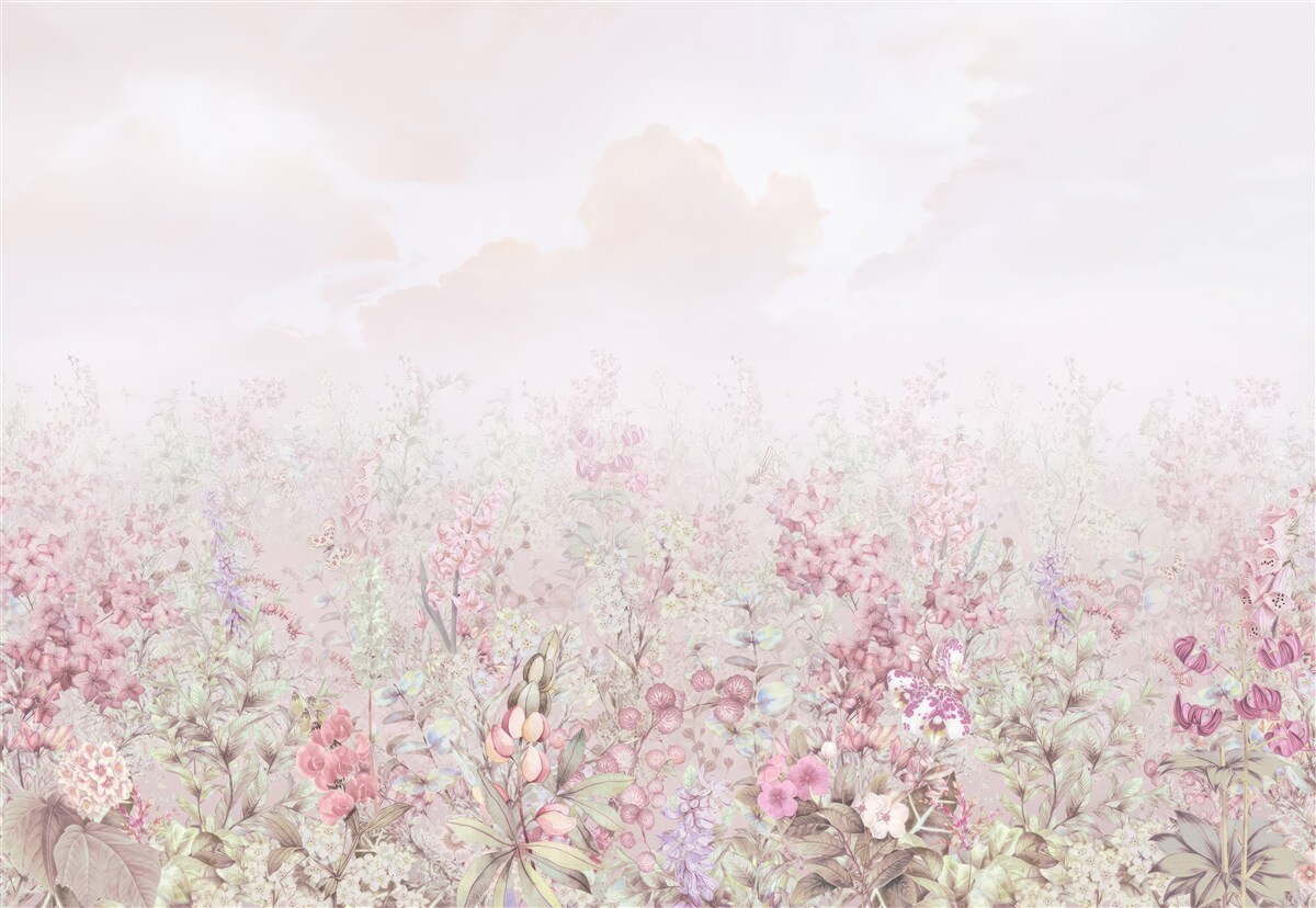 Fotobehang Een weide bezaaid met bloemen