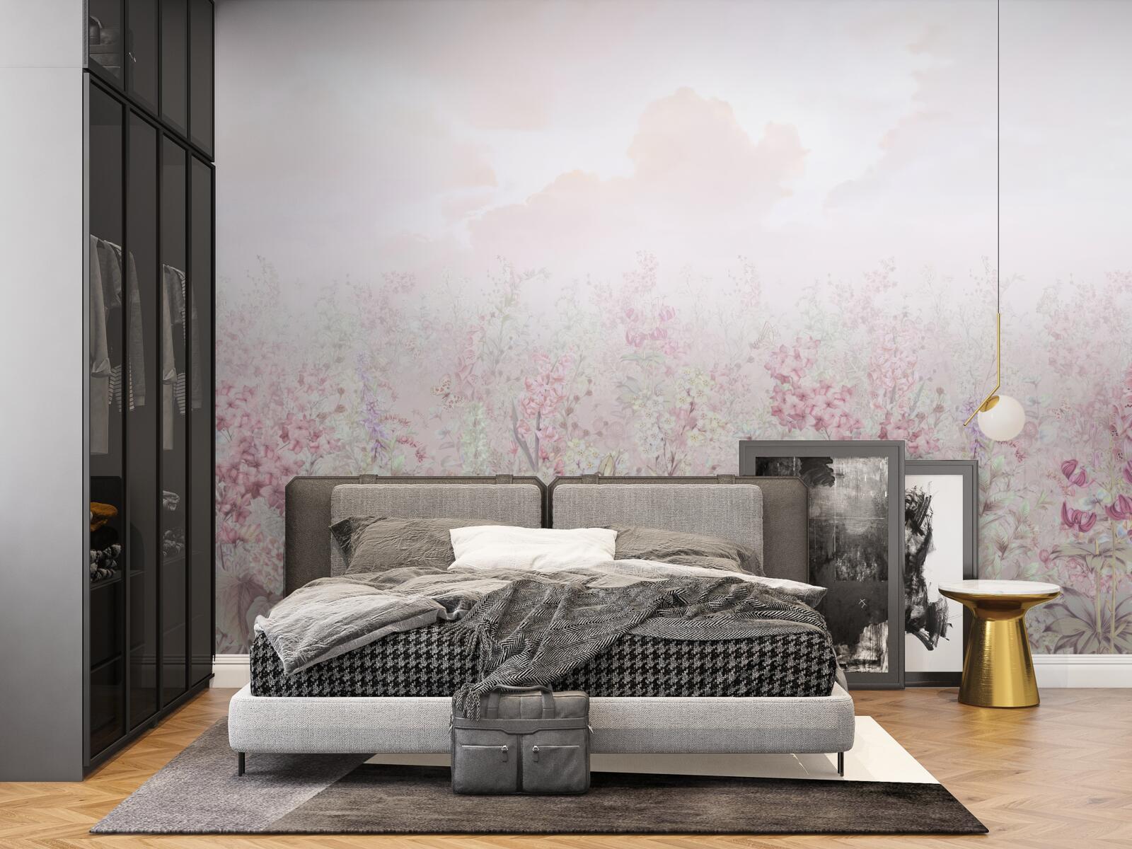 Fotobehang Een weide bezaaid met bloemen