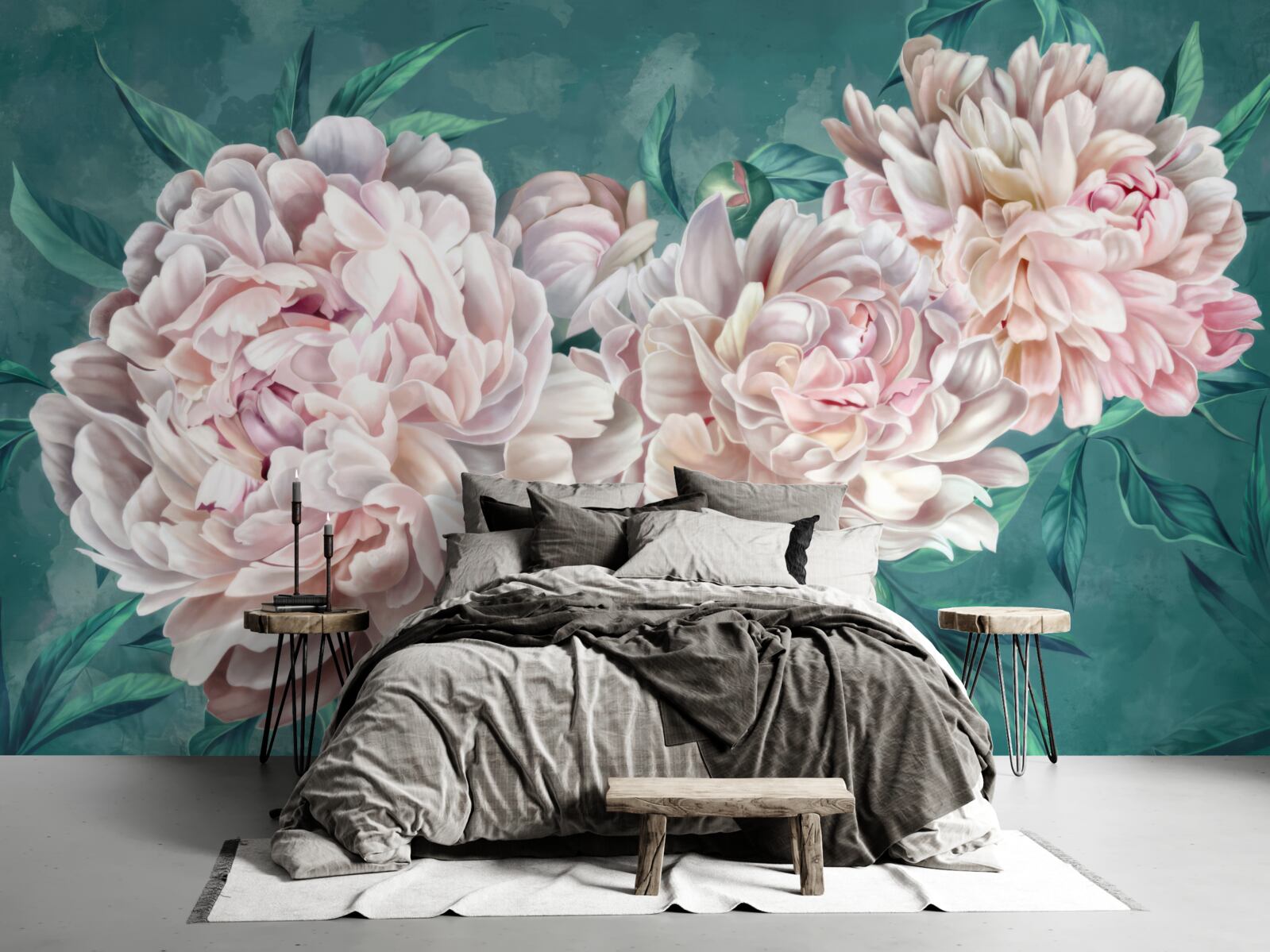 Fotobehang pioenrozen in een delicate roze tint