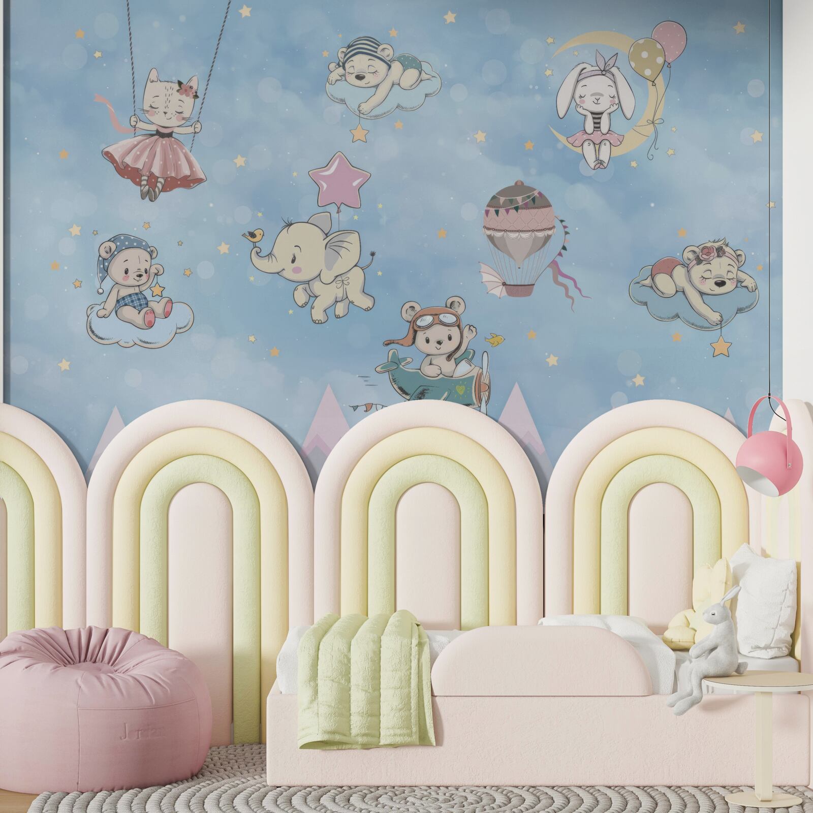 Fotobehang dieren spelen in de lucht