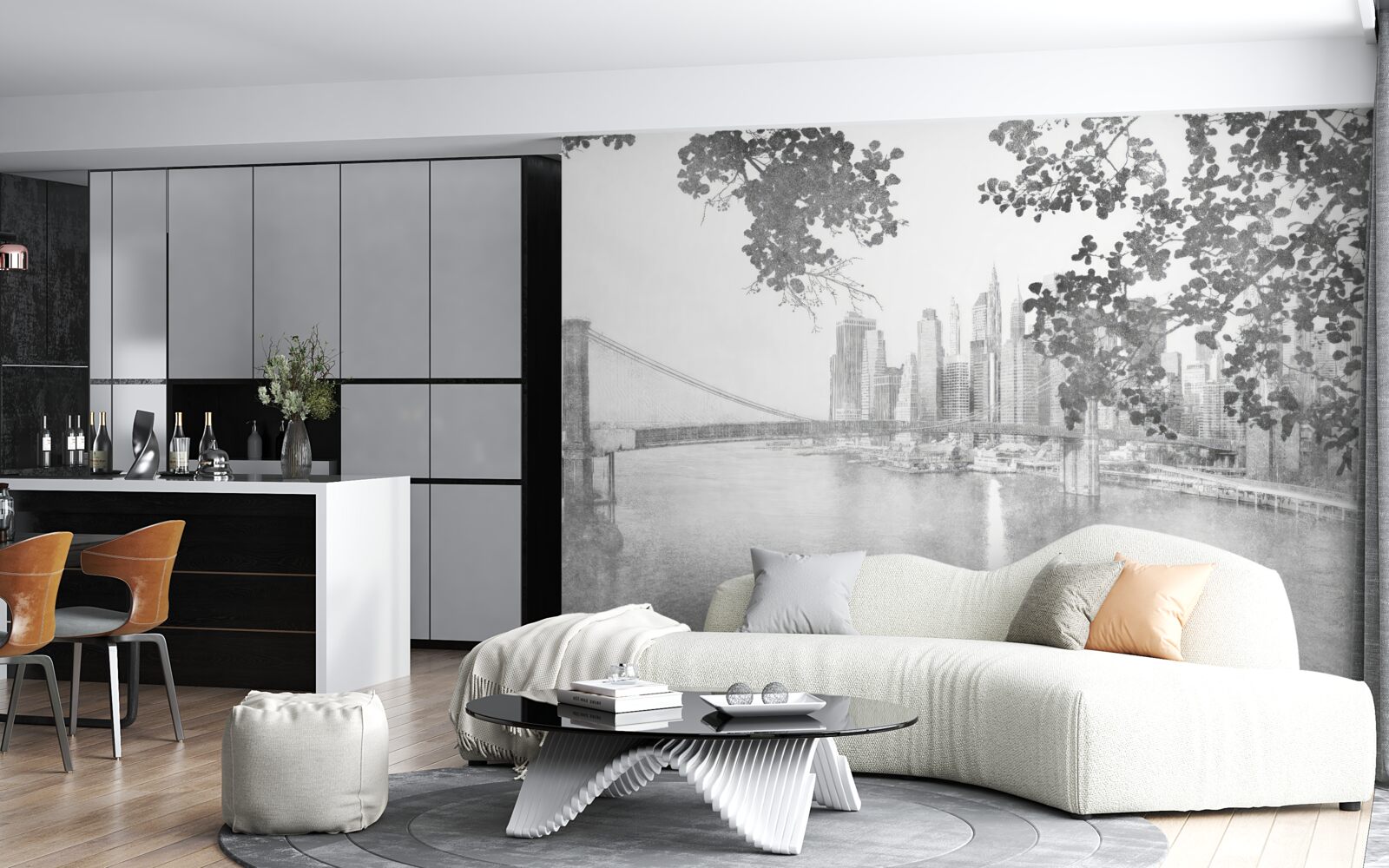 Fotobehang zwart-wit new york