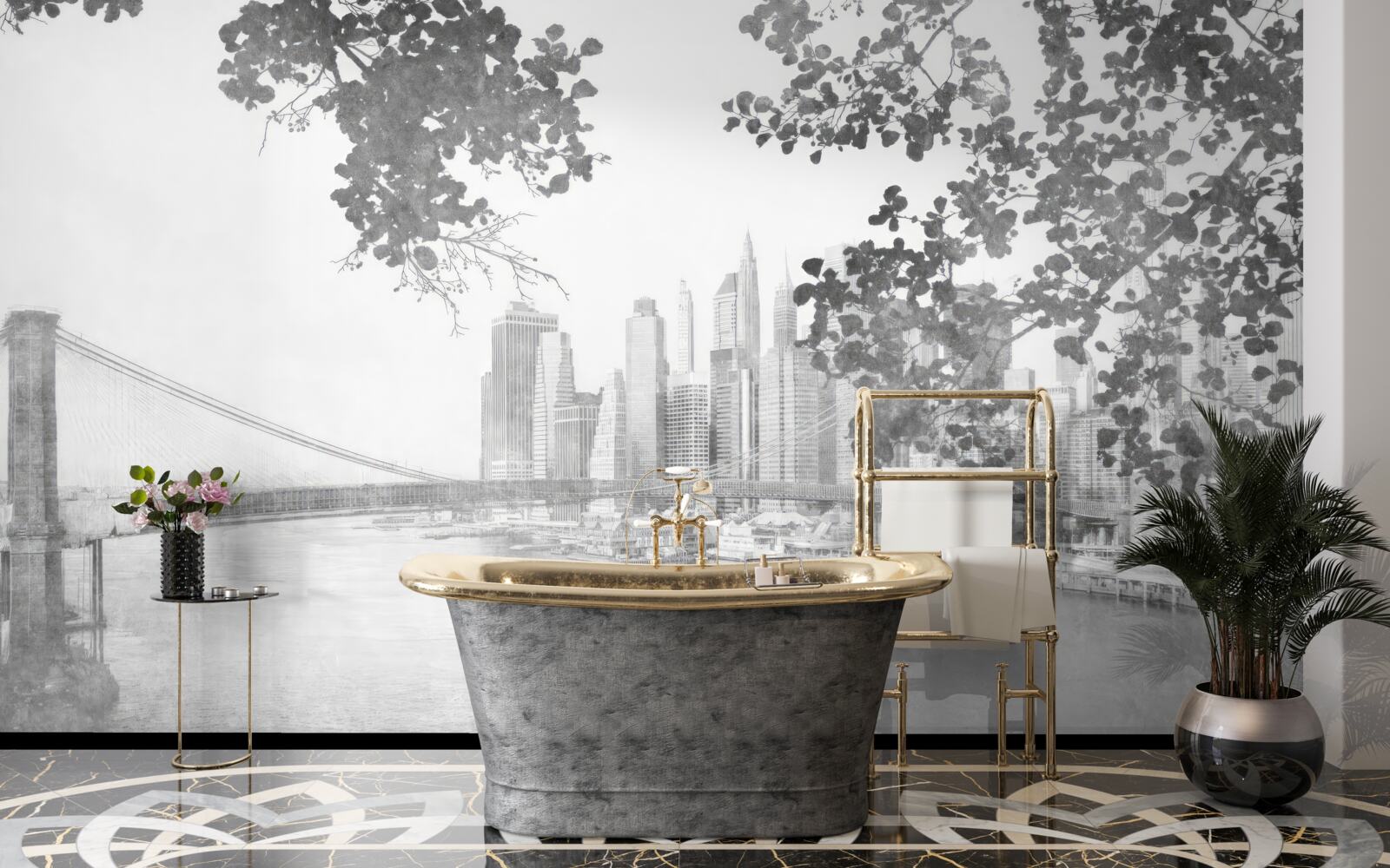 Fotobehang zwart-wit new york