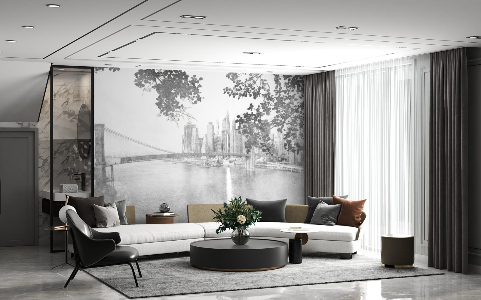 Fotobehang zwart-wit new york