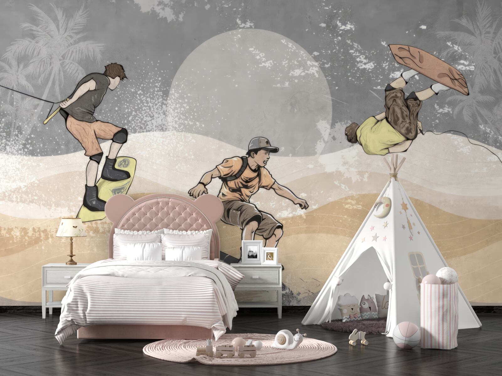 Fotobehang snowboarders hebben plezier