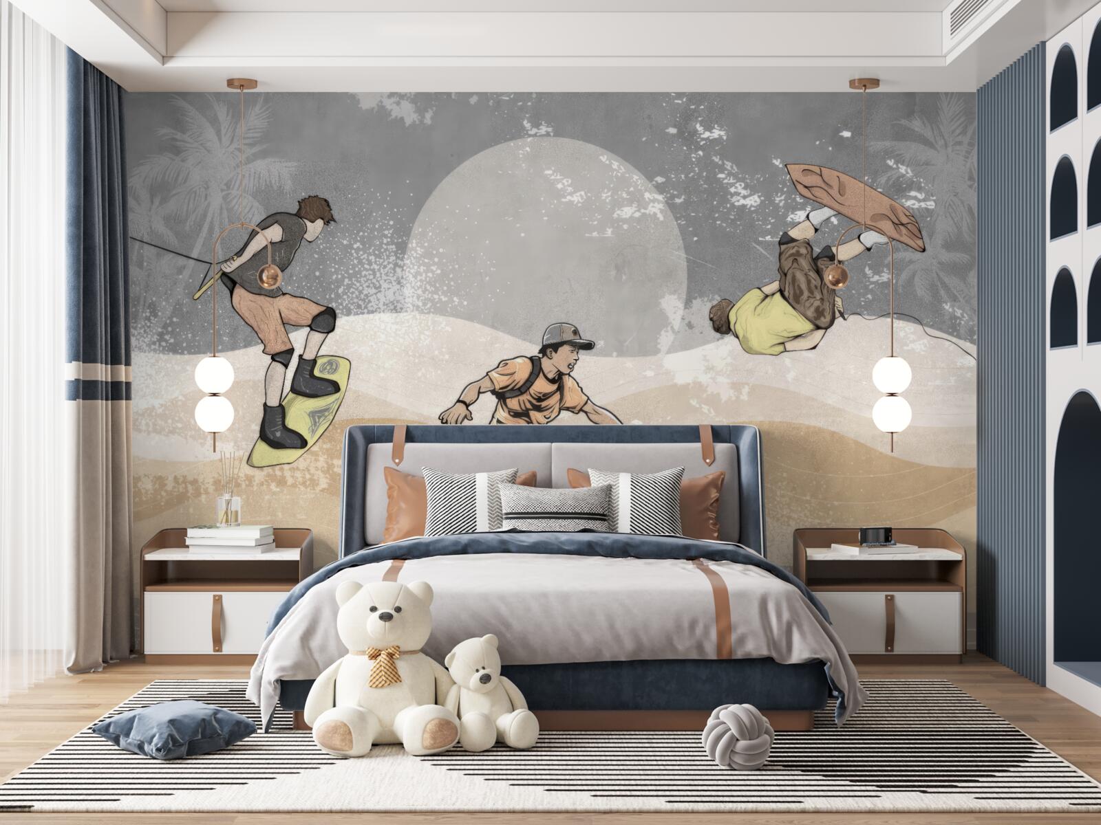 Fotobehang snowboarders hebben plezier