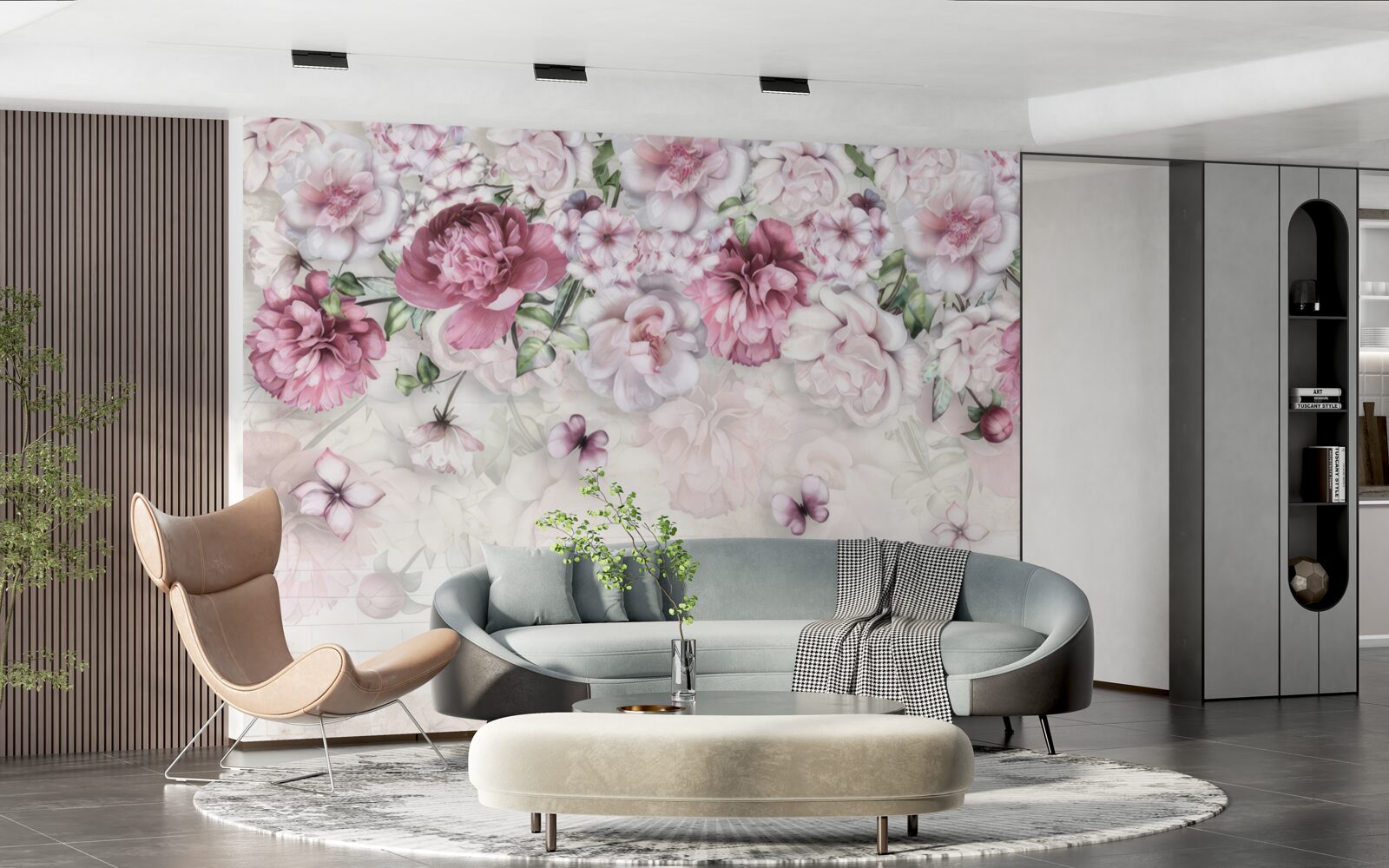 Fotobehang bloeiende pioenen in een rijke lila tint