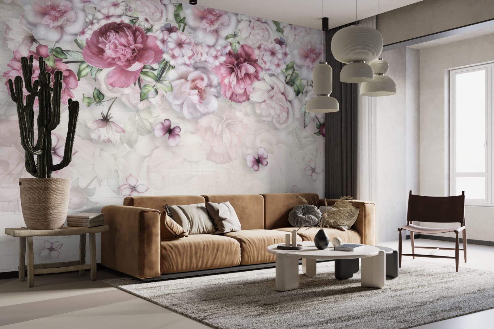 Fotobehang bloeiende pioenen in een rijke lila tint