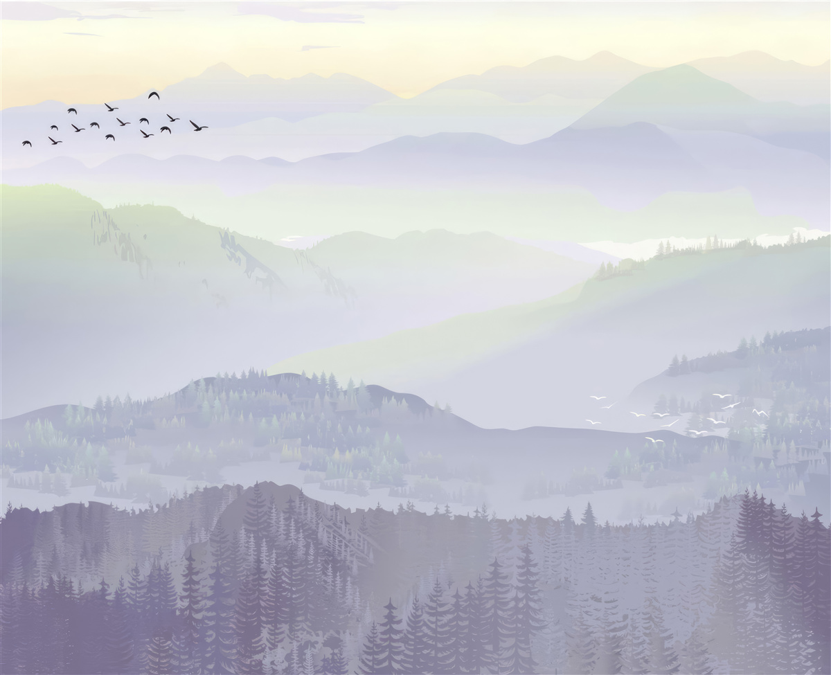 Fotobehang vogels keren terug naar slapend bos