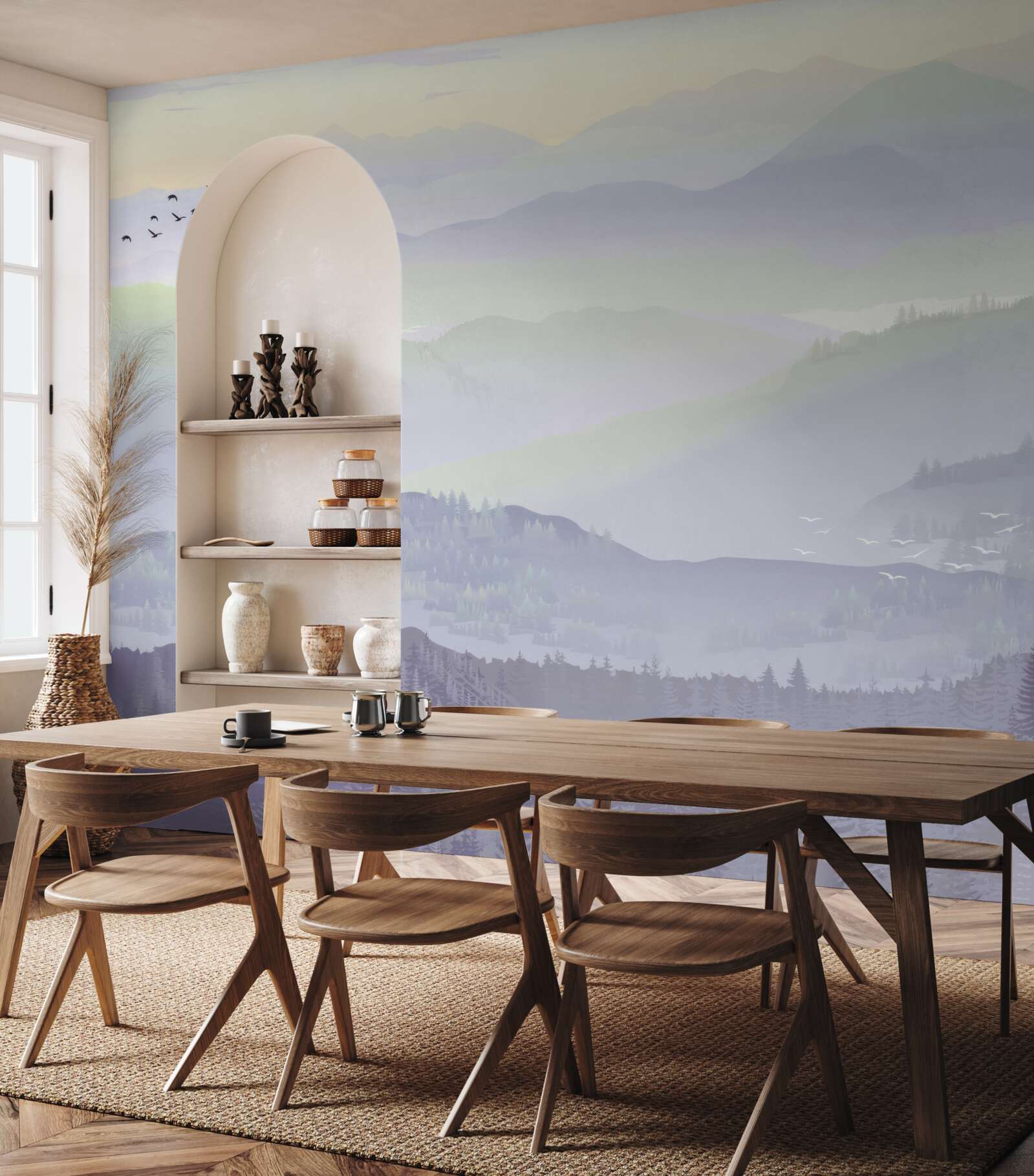 Fotobehang vogels keren terug naar slapend bos