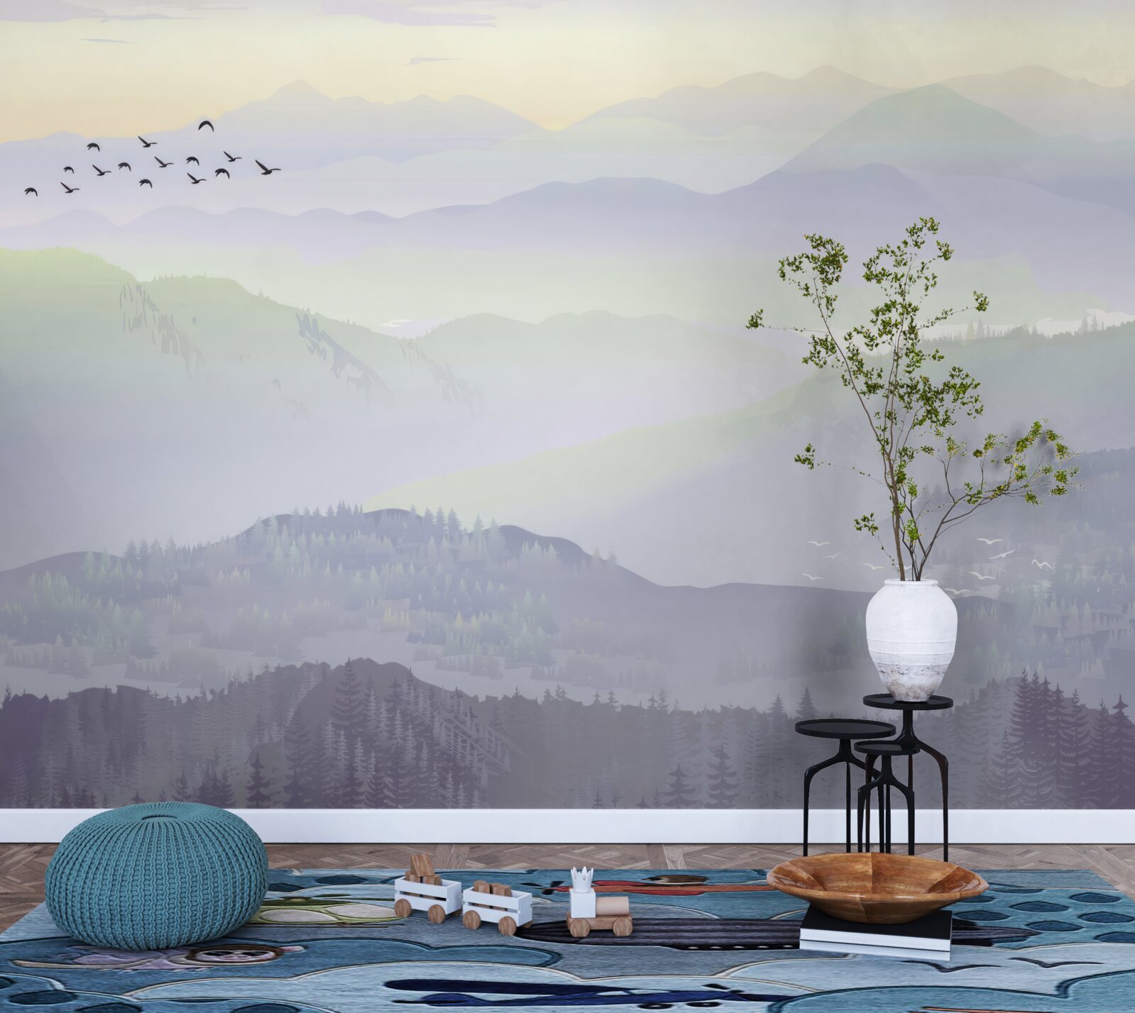 Fotobehang vogels keren terug naar slapend bos