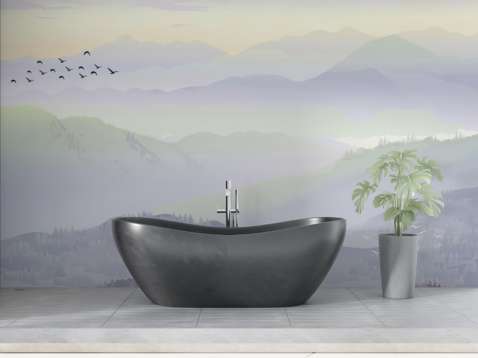 Fotobehang vogels keren terug naar slapend bos