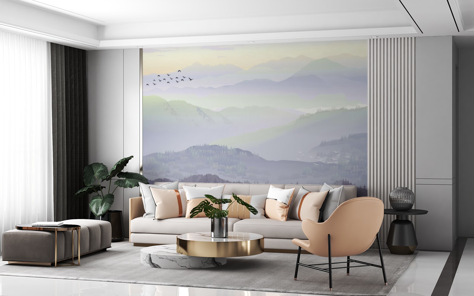 Fotobehang vogels keren terug naar slapend bos