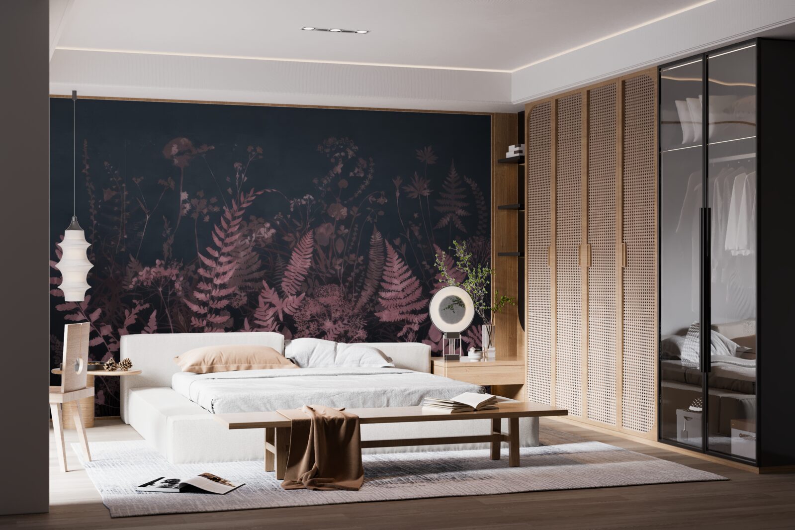 Fotobehang onderwater paarse varen