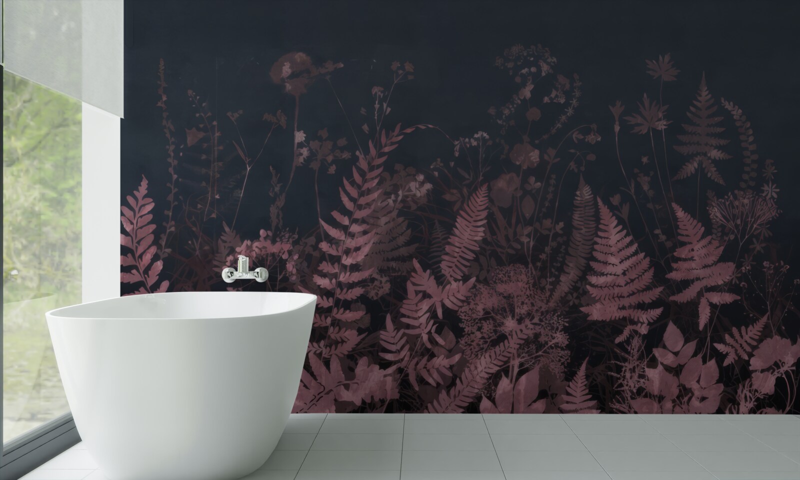 Fotobehang onderwater paarse varen