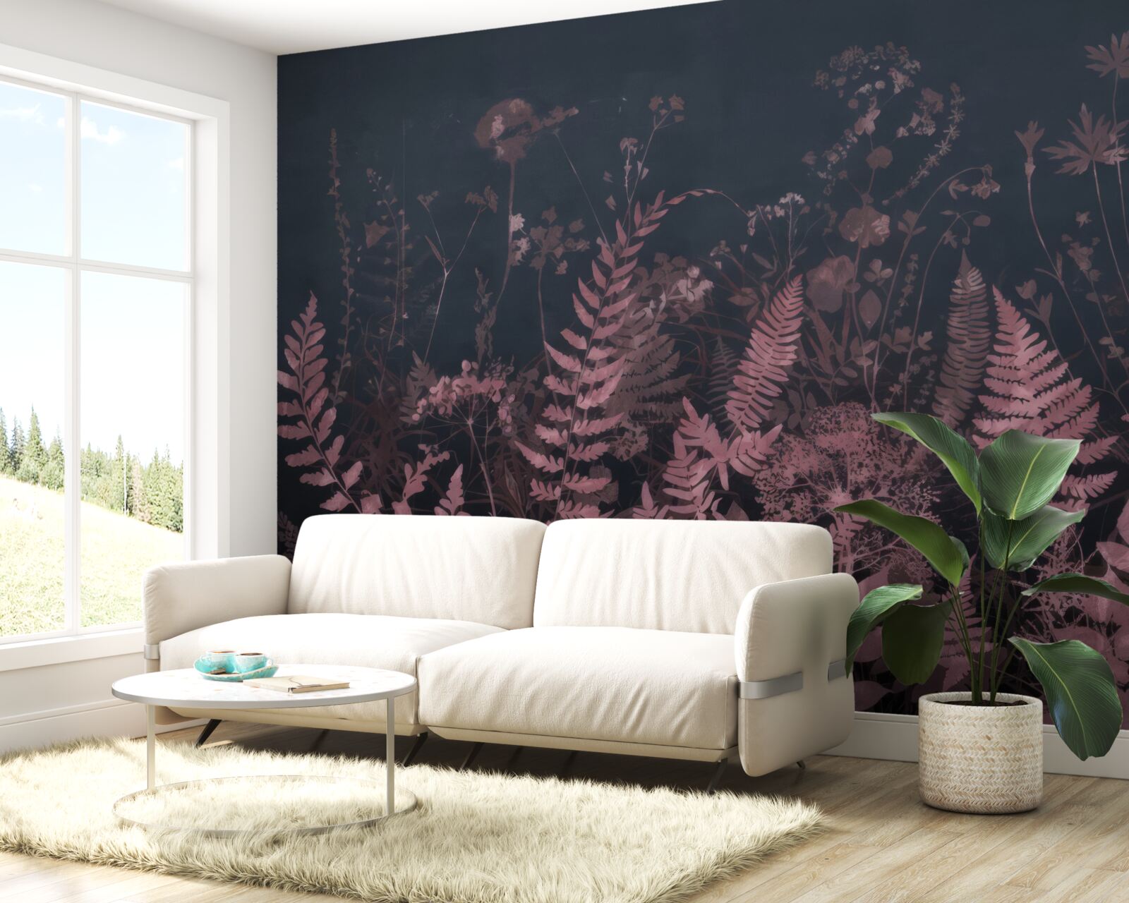 Fotobehang onderwater paarse varen