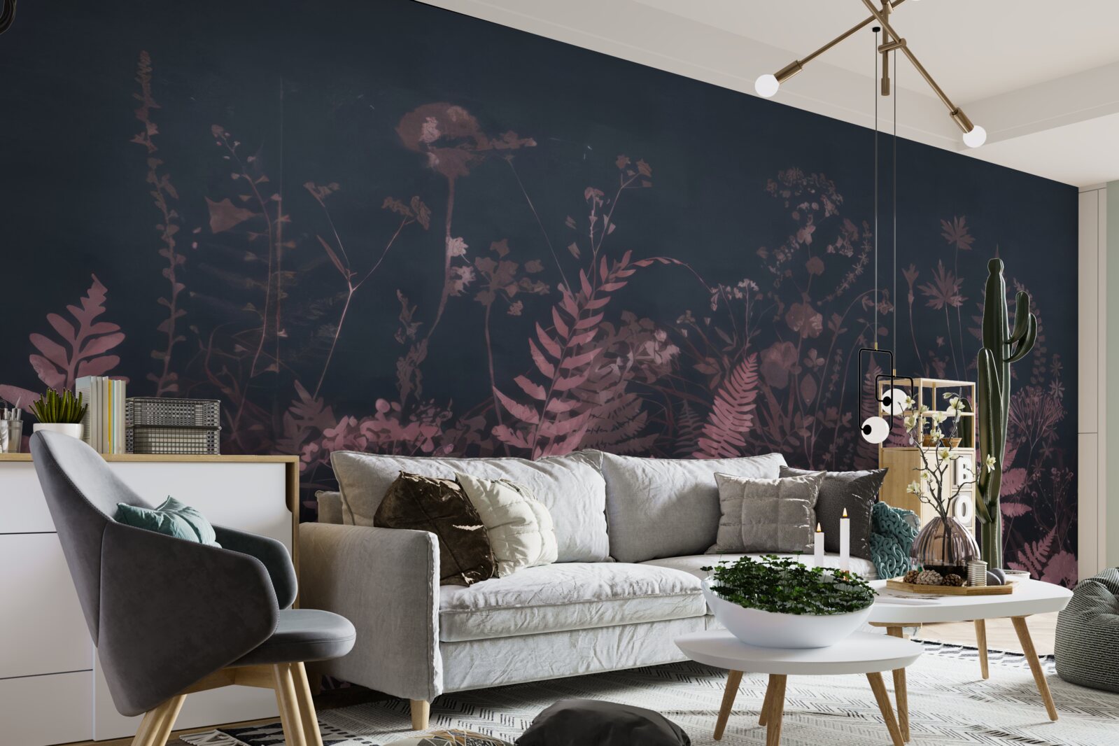 Fotobehang onderwater paarse varen