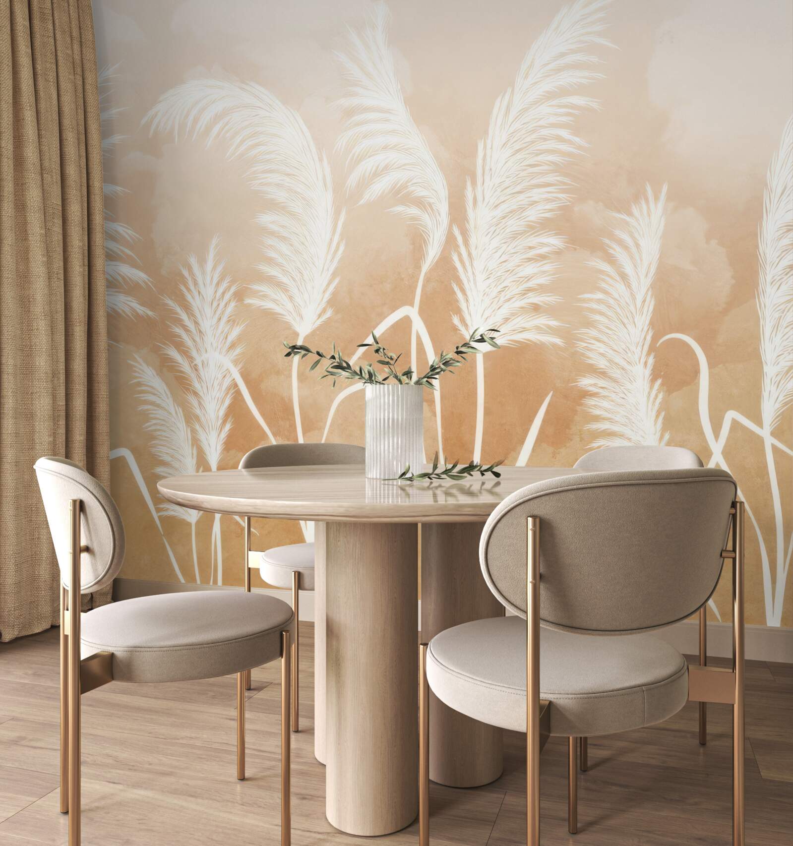 Fotobehang witte bladeren fladderen in de wind