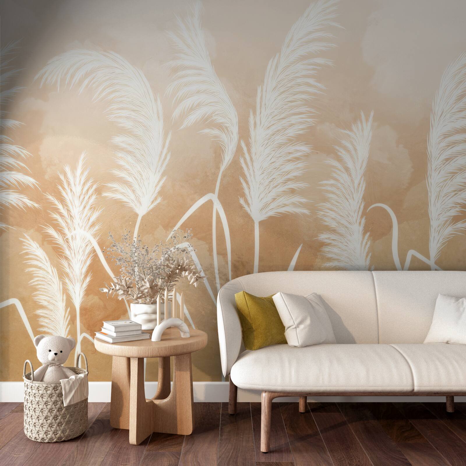 Fotobehang witte bladeren fladderen in de wind