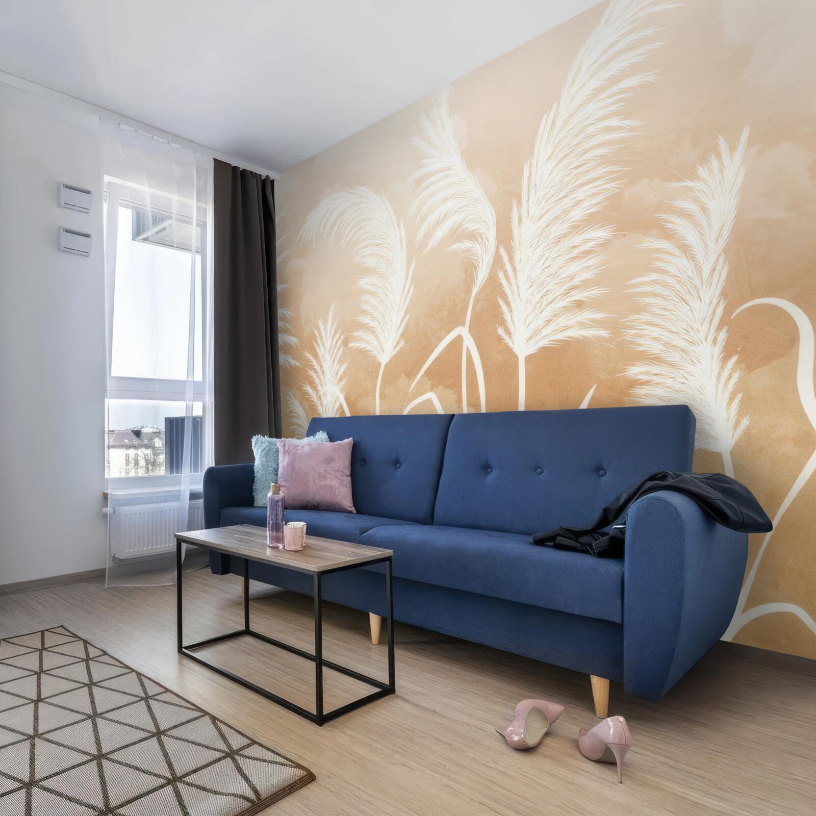 Fotobehang witte bladeren fladderen in de wind